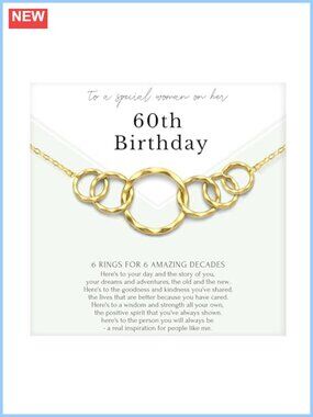 14K Gold Plated Sterling Silver 60th Birthday Pendant Necklace